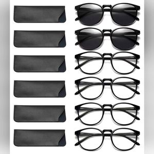 NWT GIBLOGO Stylish 6 Pack +4.0 Blue Light Filter Reading Glasses for Women/Men